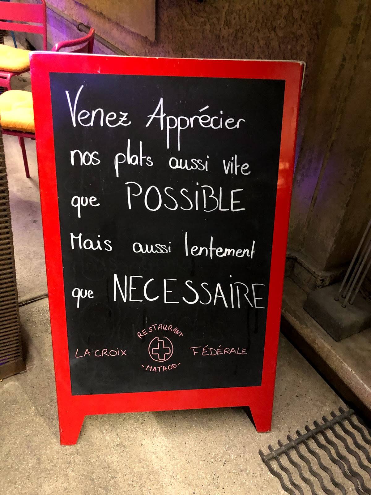 Restaurant La Croix-Fédérale меню