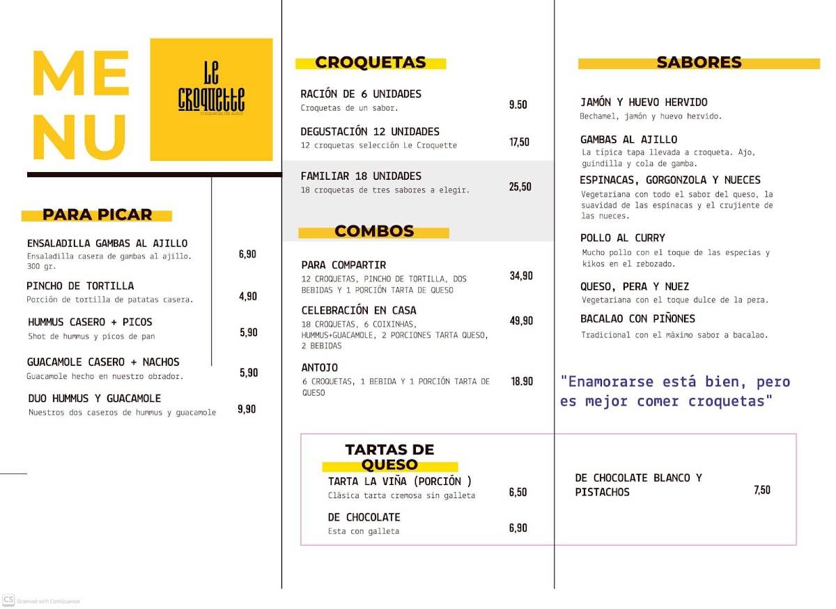 Le Croquette меню