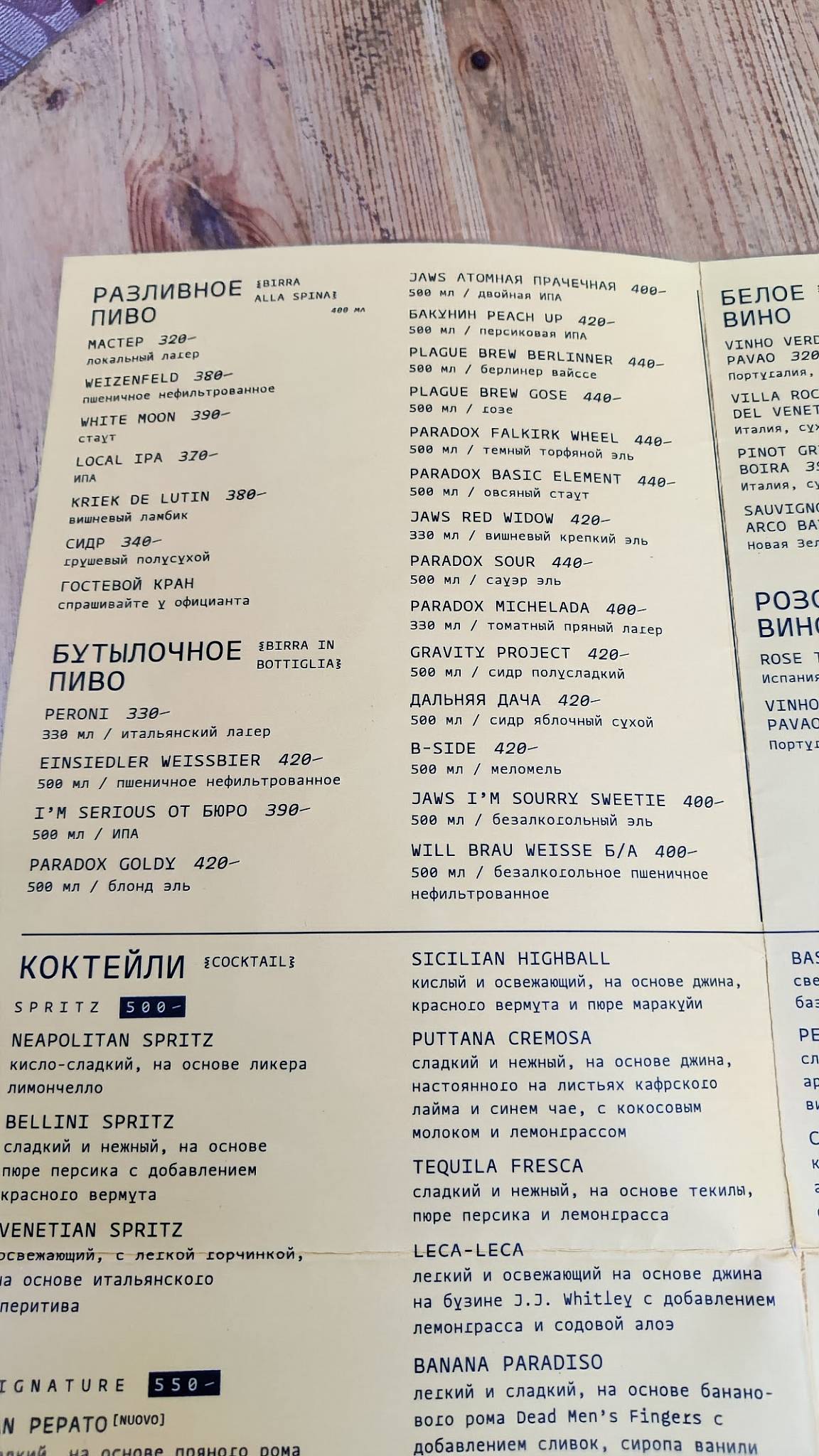 Мастер и Маргарита меню