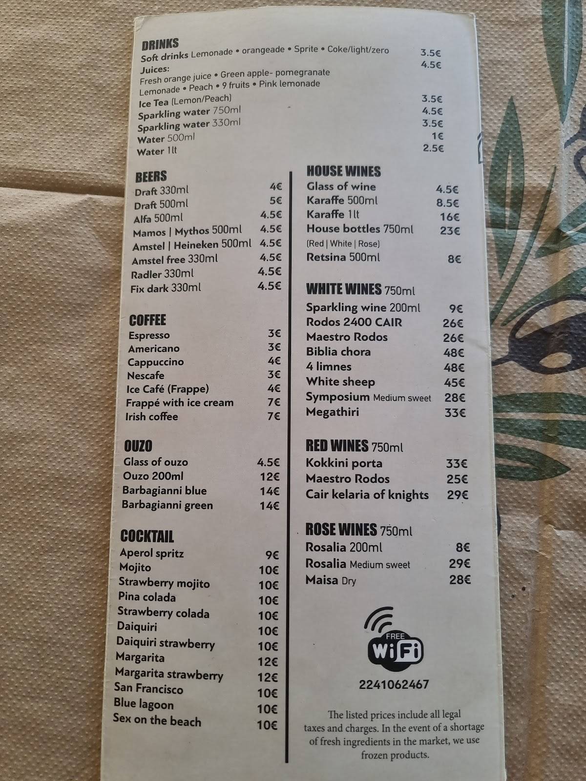 Ouzokamomata Greek Tapas меню