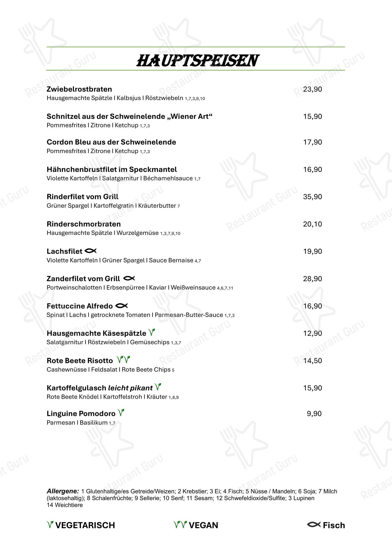 Меню напитков ресторана Restaurant Roots