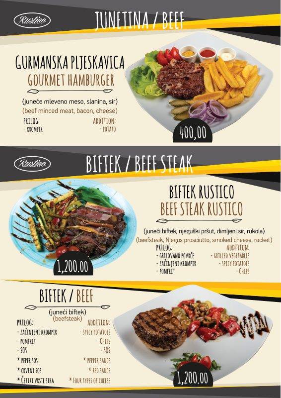 Rustico - restoran pizzeria меню