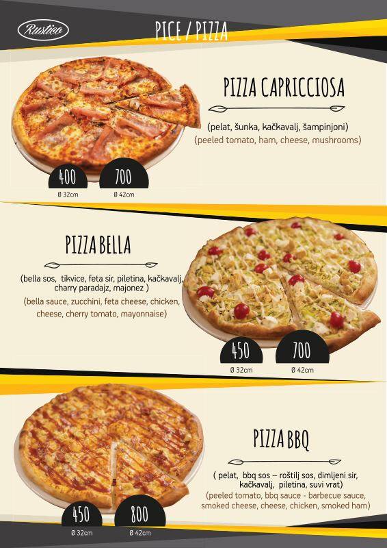 Rustico - restoran pizzeria меню