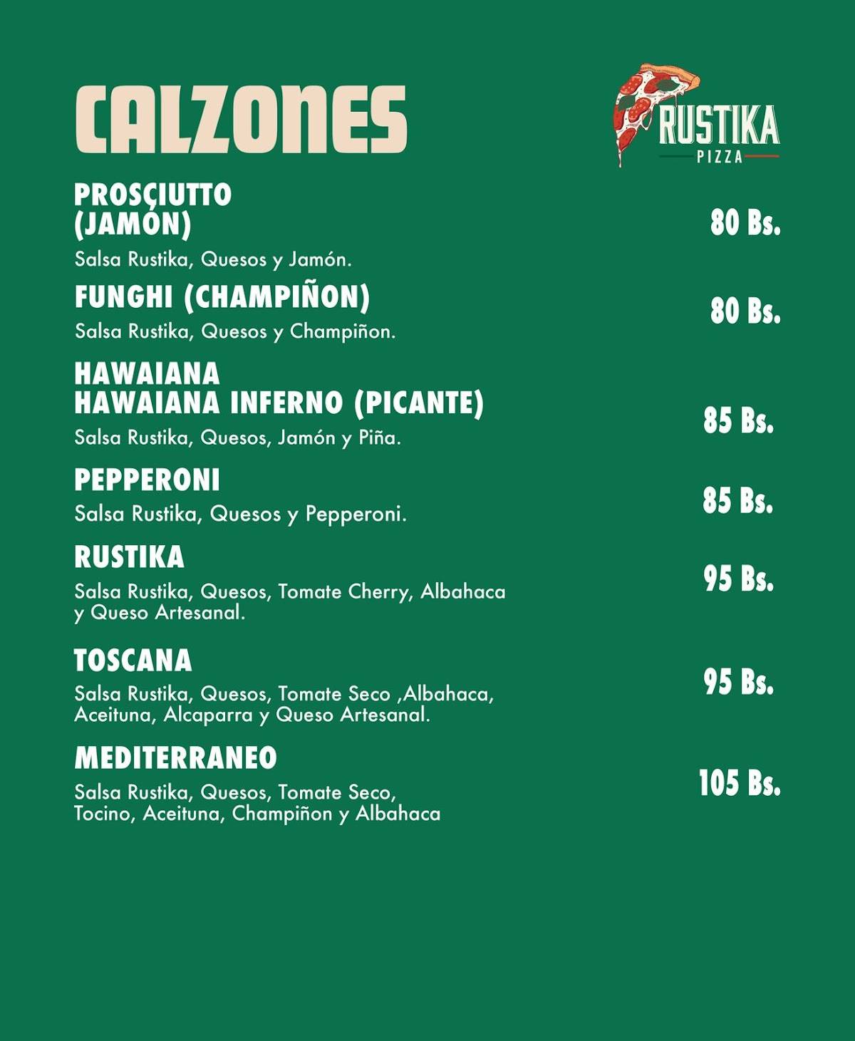Rustika Pizza меню