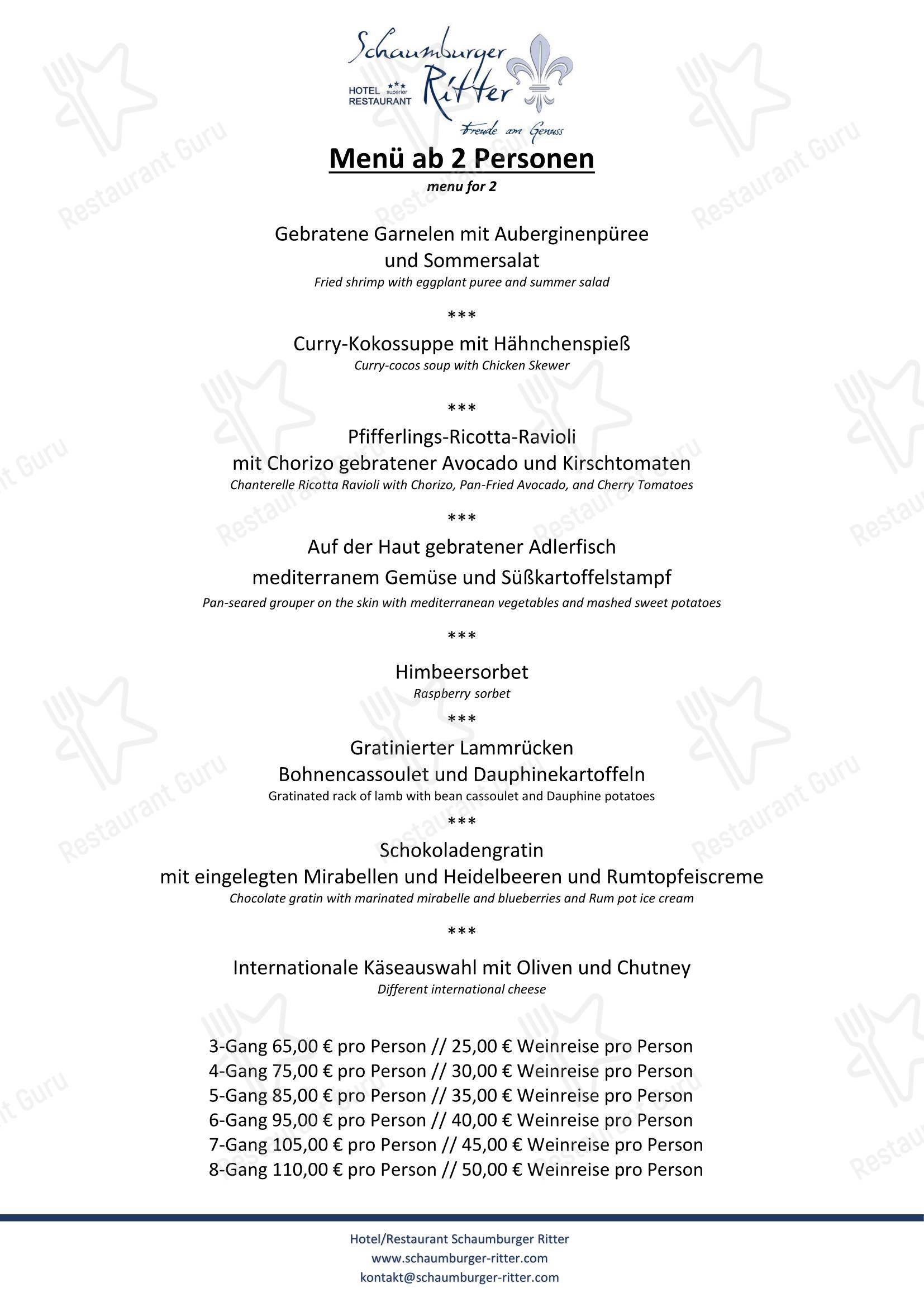 Restaurant Schaumburger Ritter в Ринтельне - Wine Menu