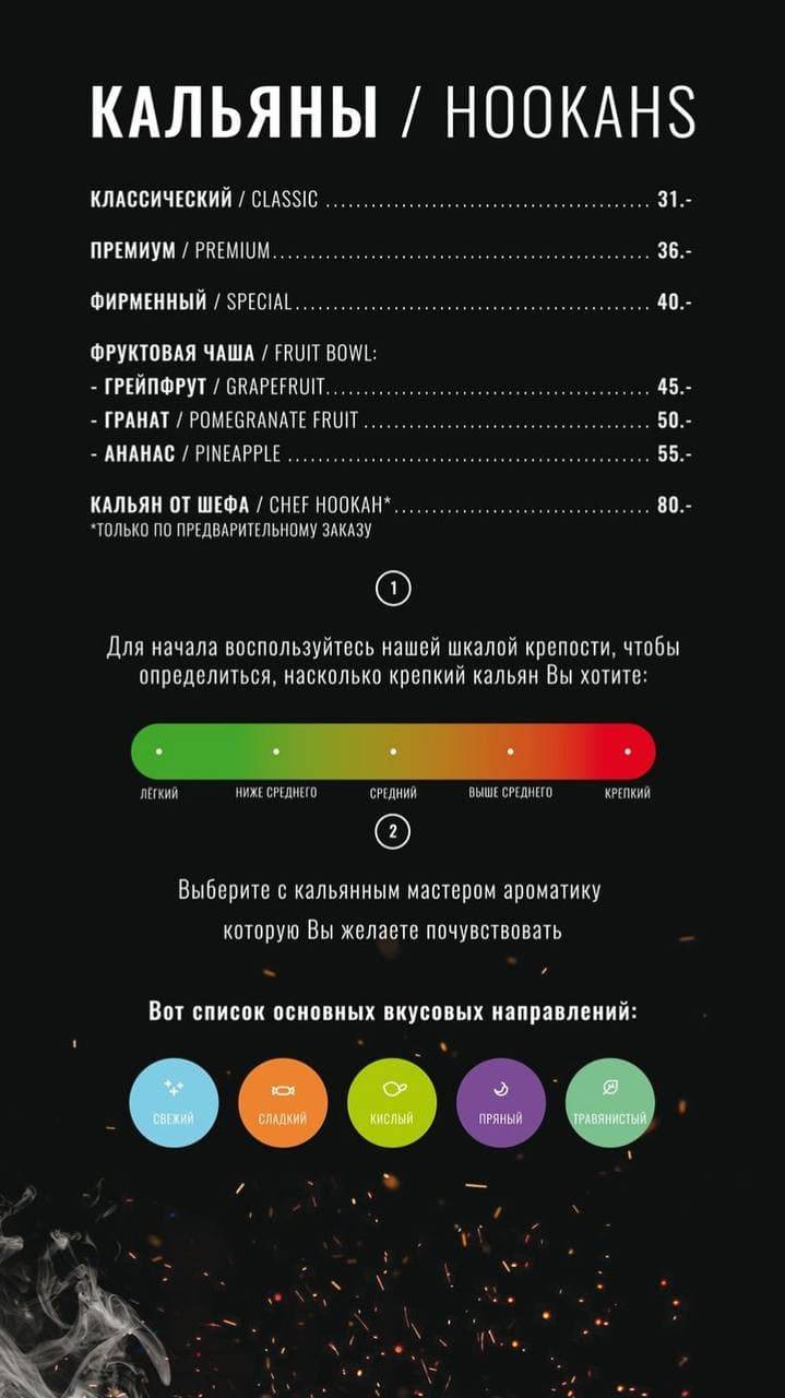 Smokkin меню