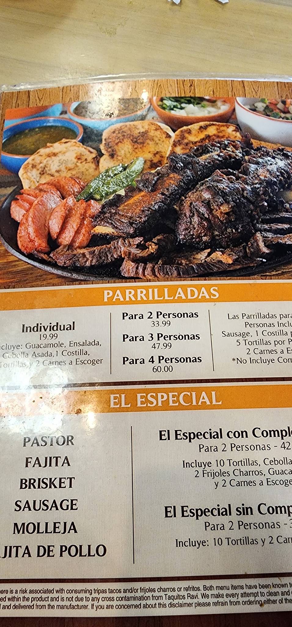 Taquitos Ravi Restaurant меню