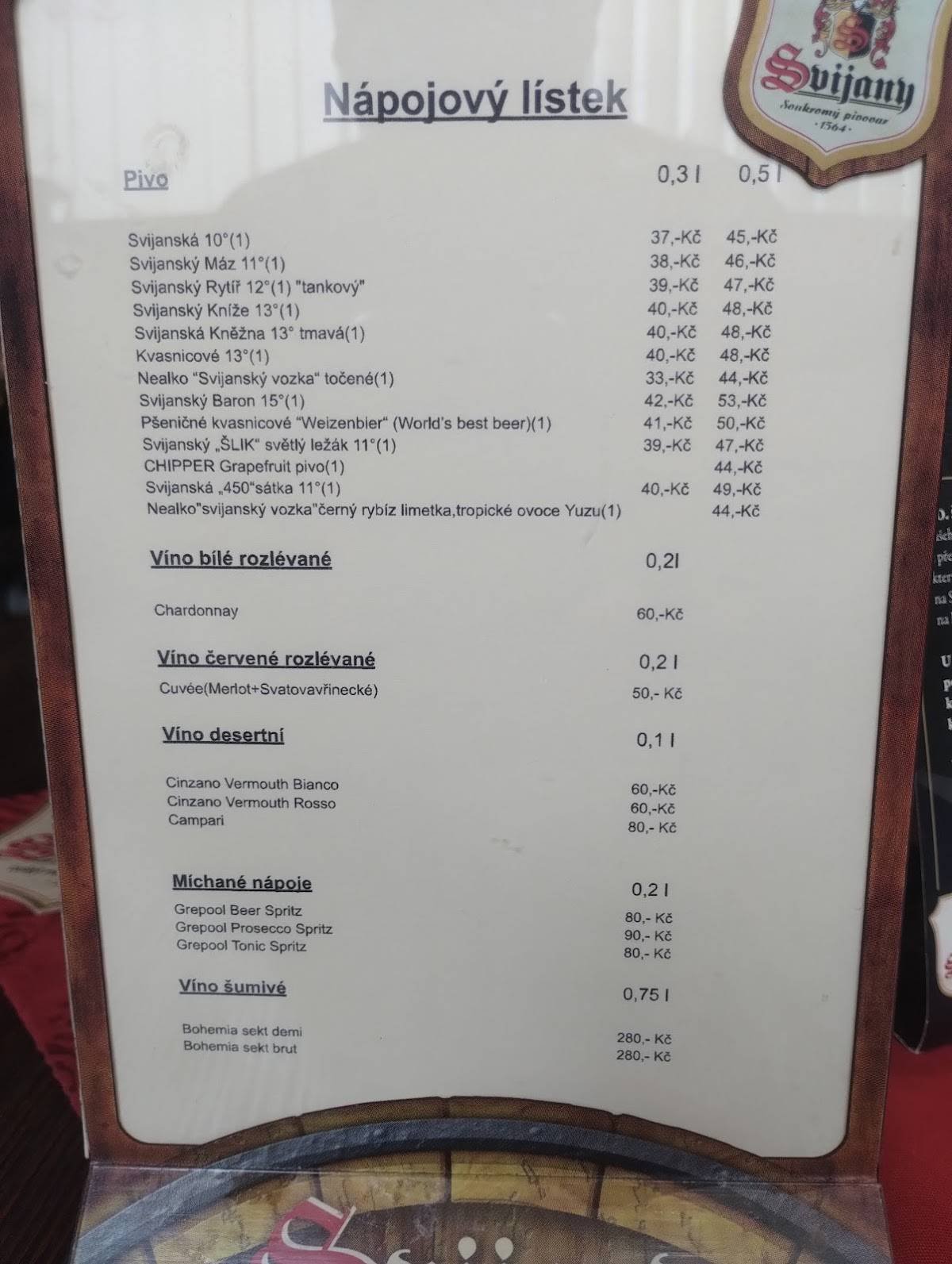 Restaurant U Rokytky меню