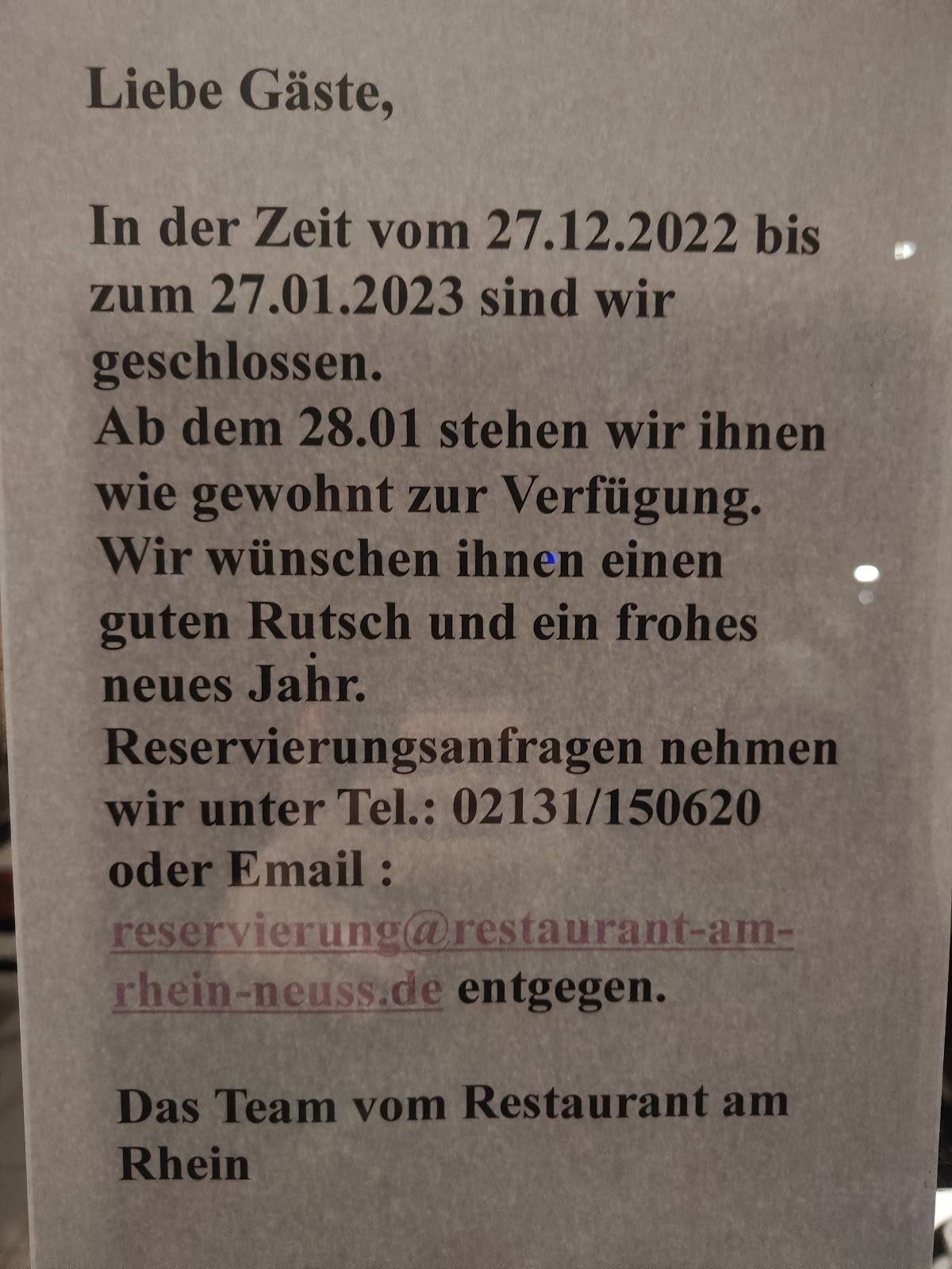 Restaurant am Rhein меню