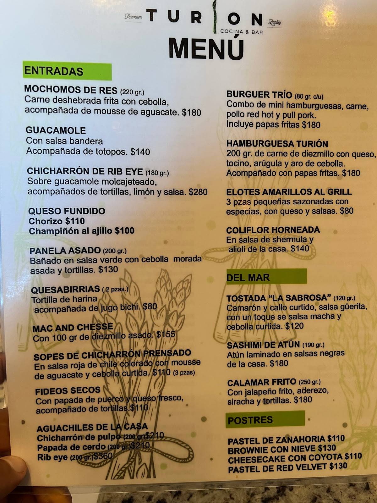 Restaurante Turion меню