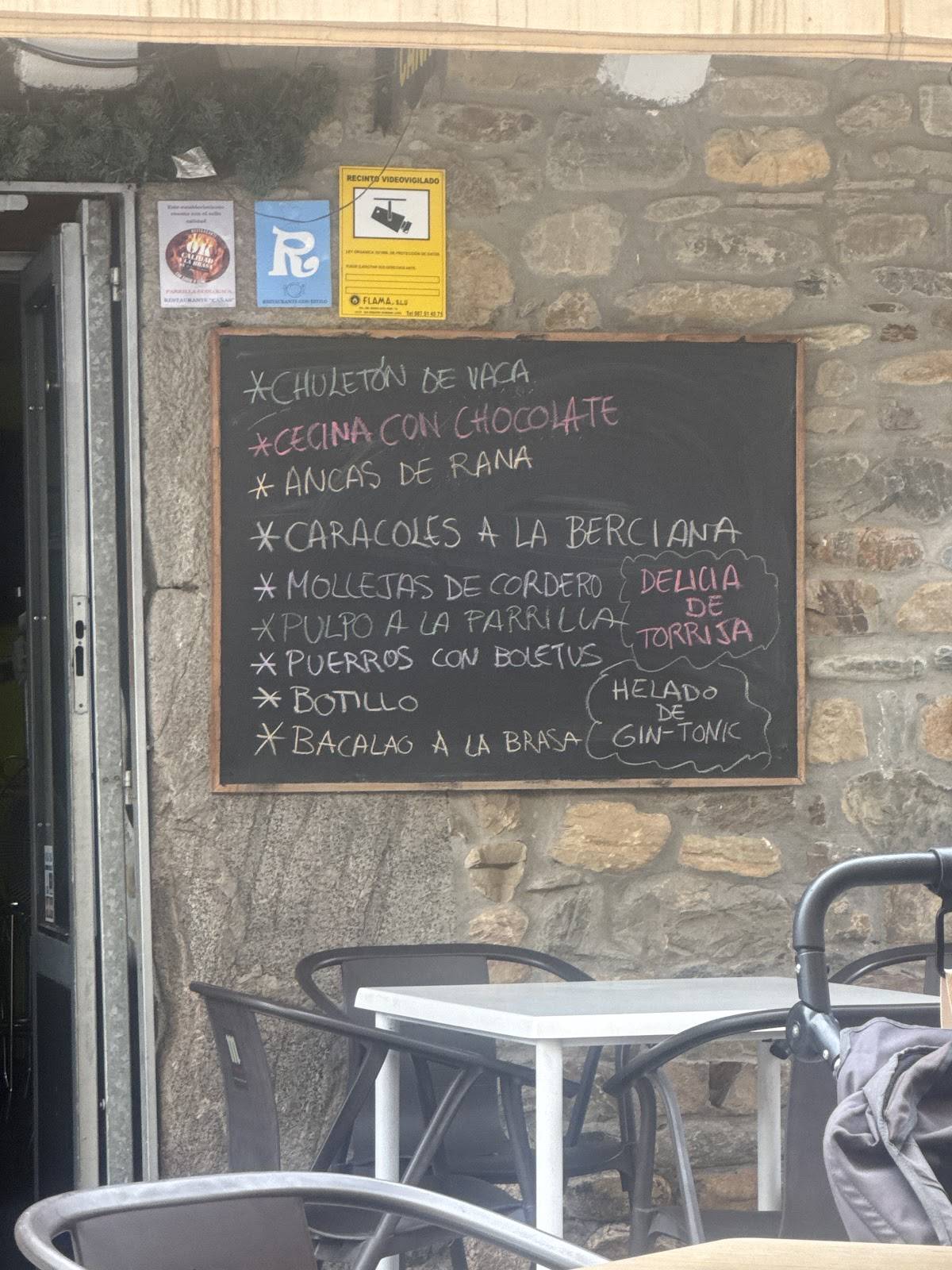 Restaurante María Cañas меню