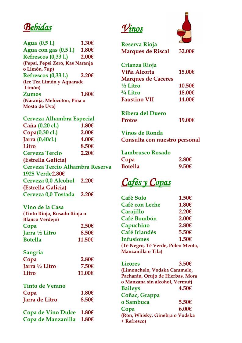 Restaurante Pizzería Michelangelo меню