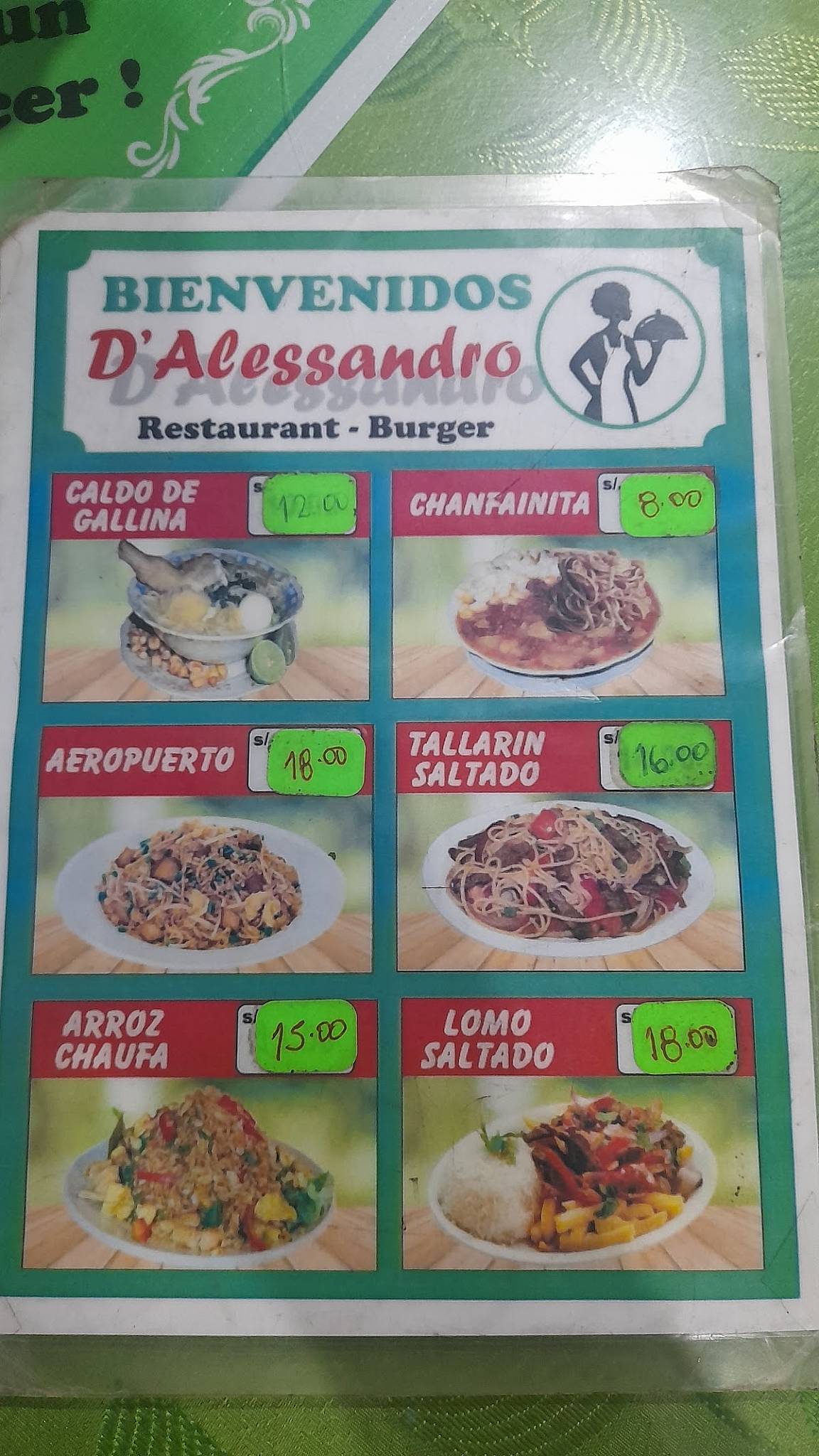 Resto Bar “D’ Alessandro” меню