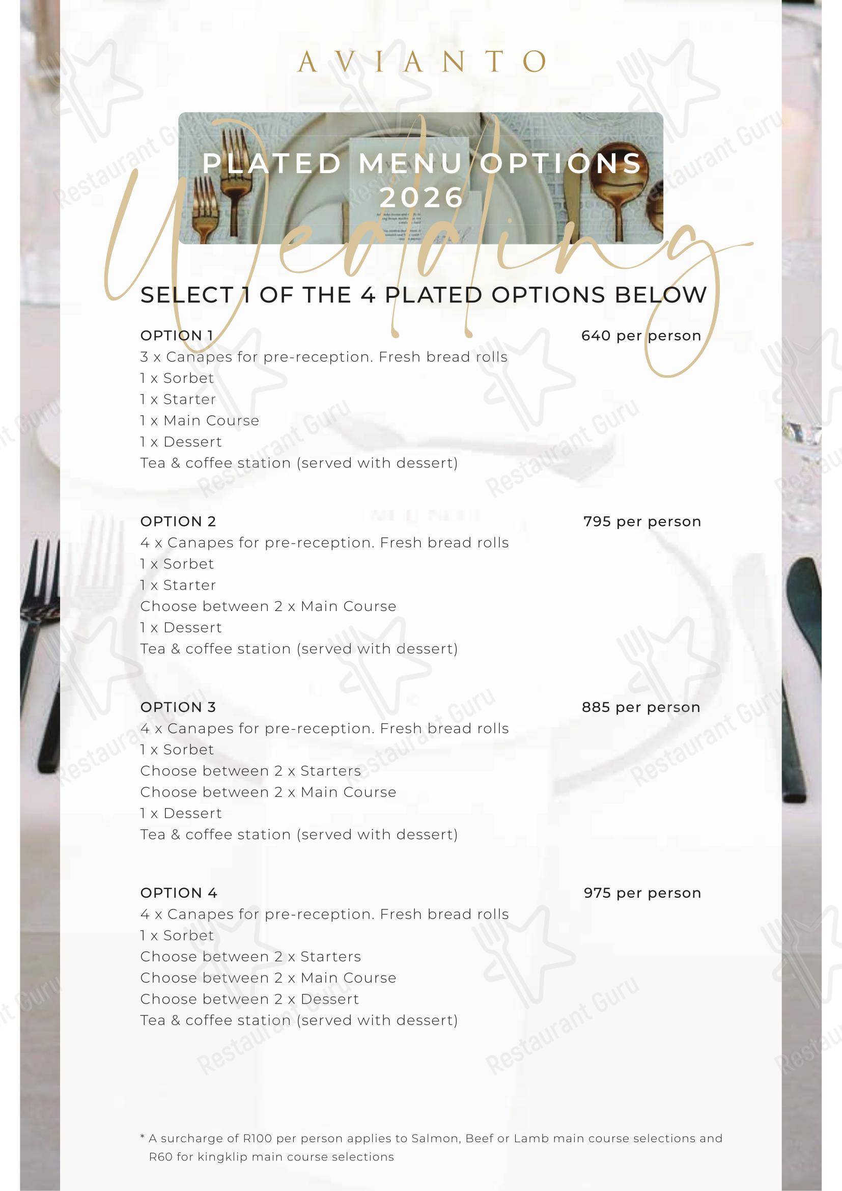 Коктейльная карта ресторана Restaurant Cielo @ Avianto