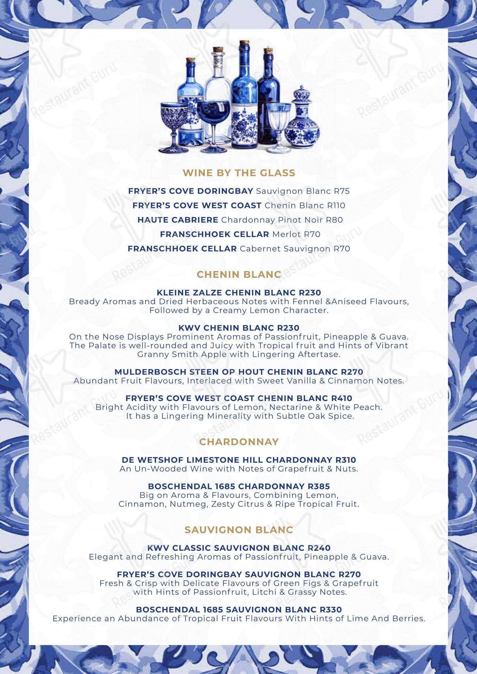 Carte menu ресторана Restaurant Cielo @ Avianto в Рудепурте