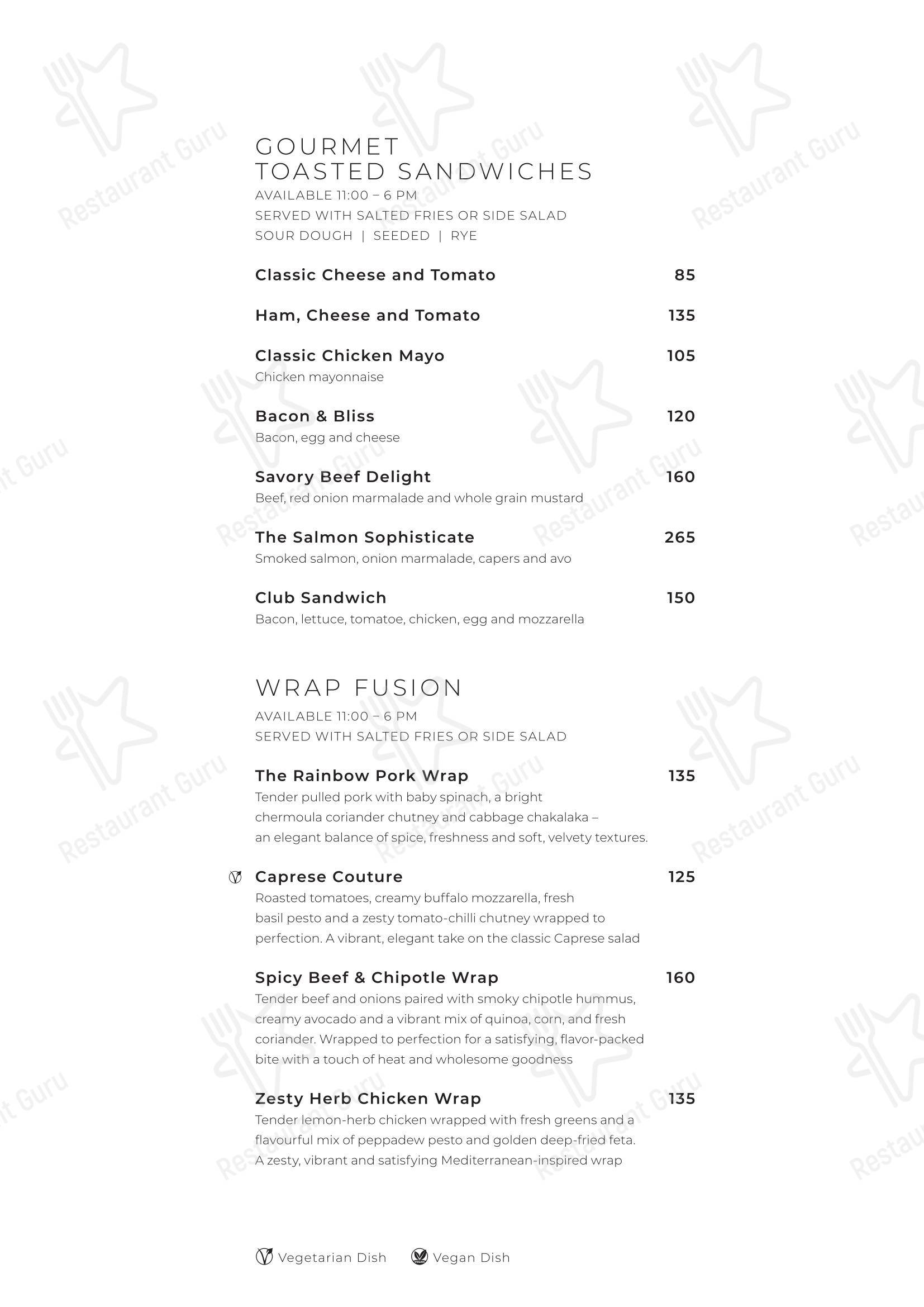 Bar Grill Menu ресторана Restaurant Cielo @ Avianto