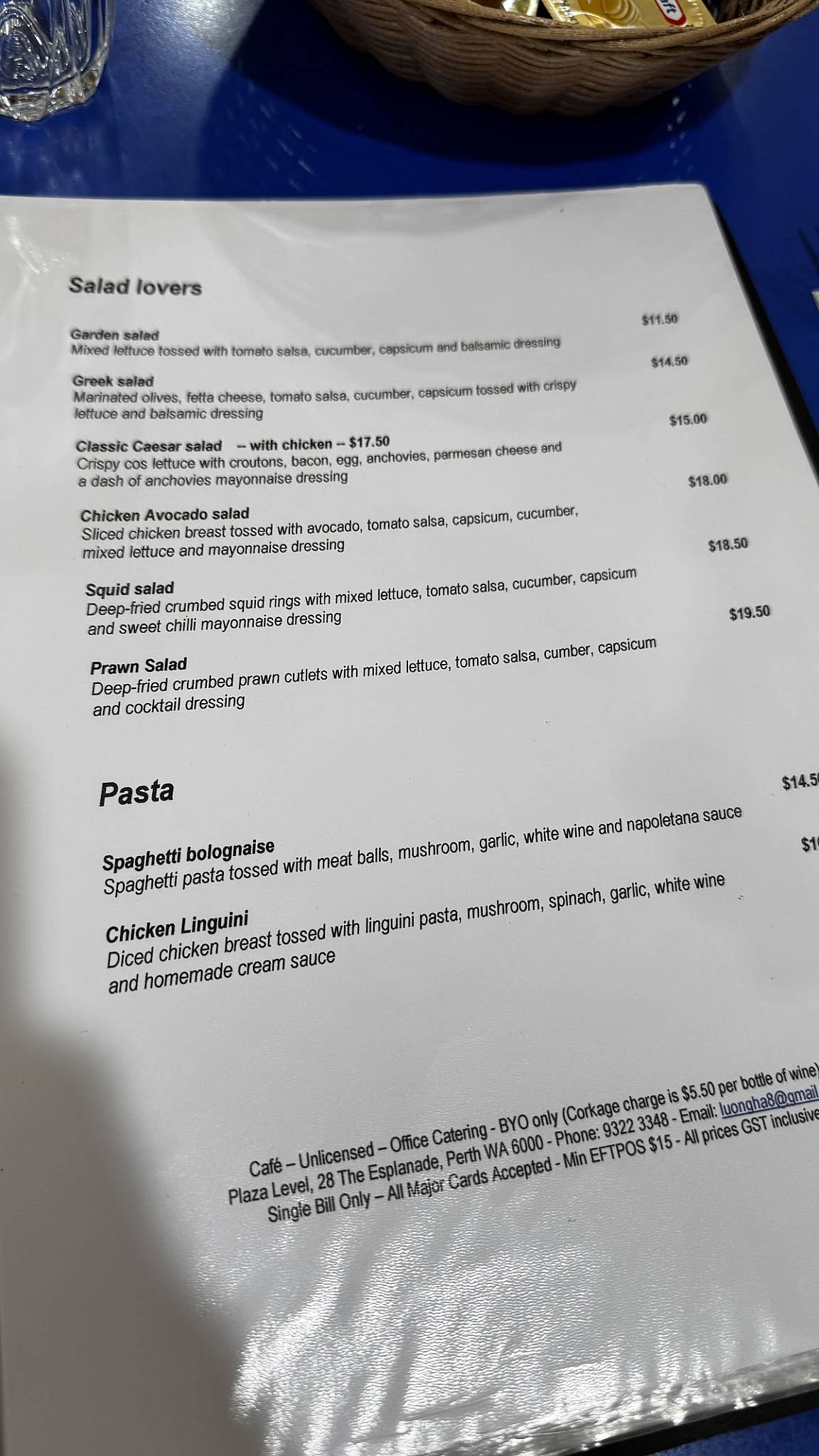 Reveleys Cafe меню