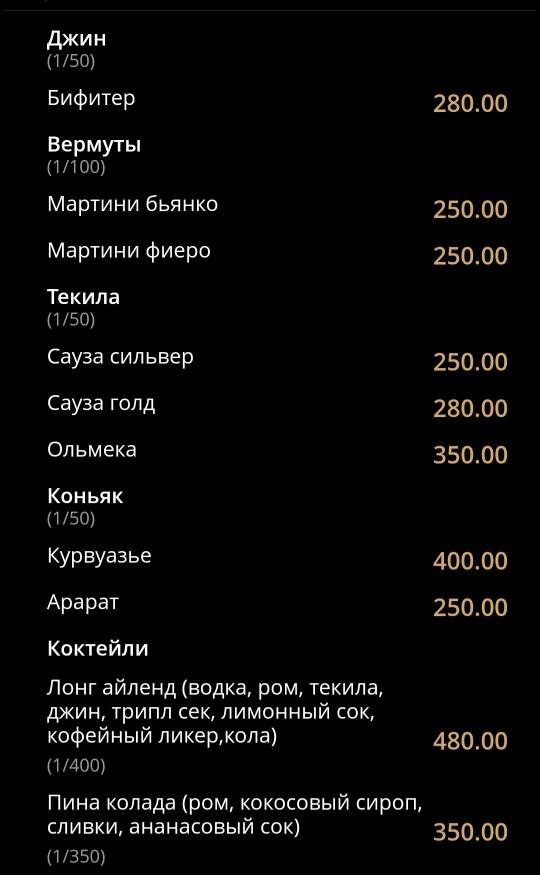 Ричмонд меню