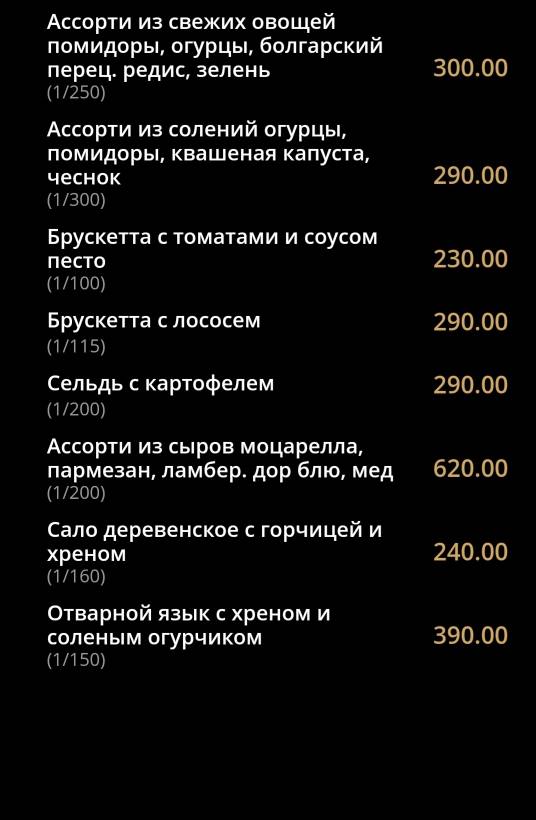 Ричмонд меню