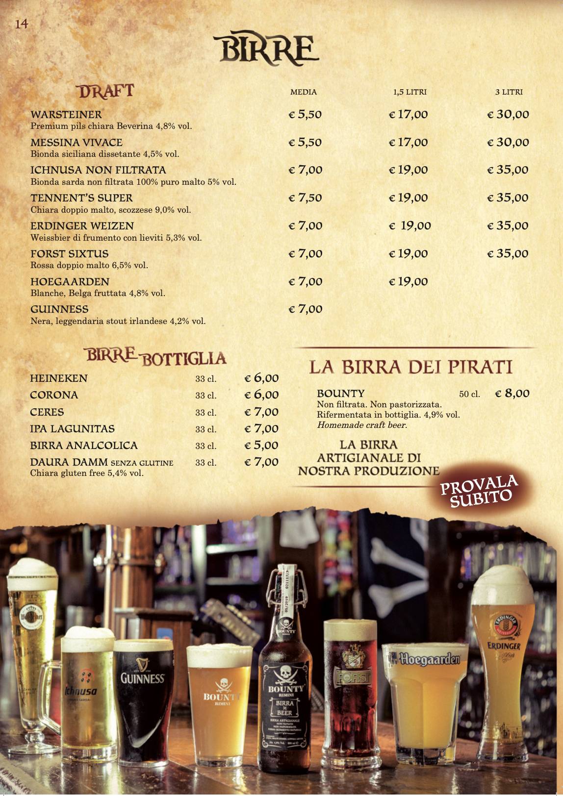 Bounty Rimini меню