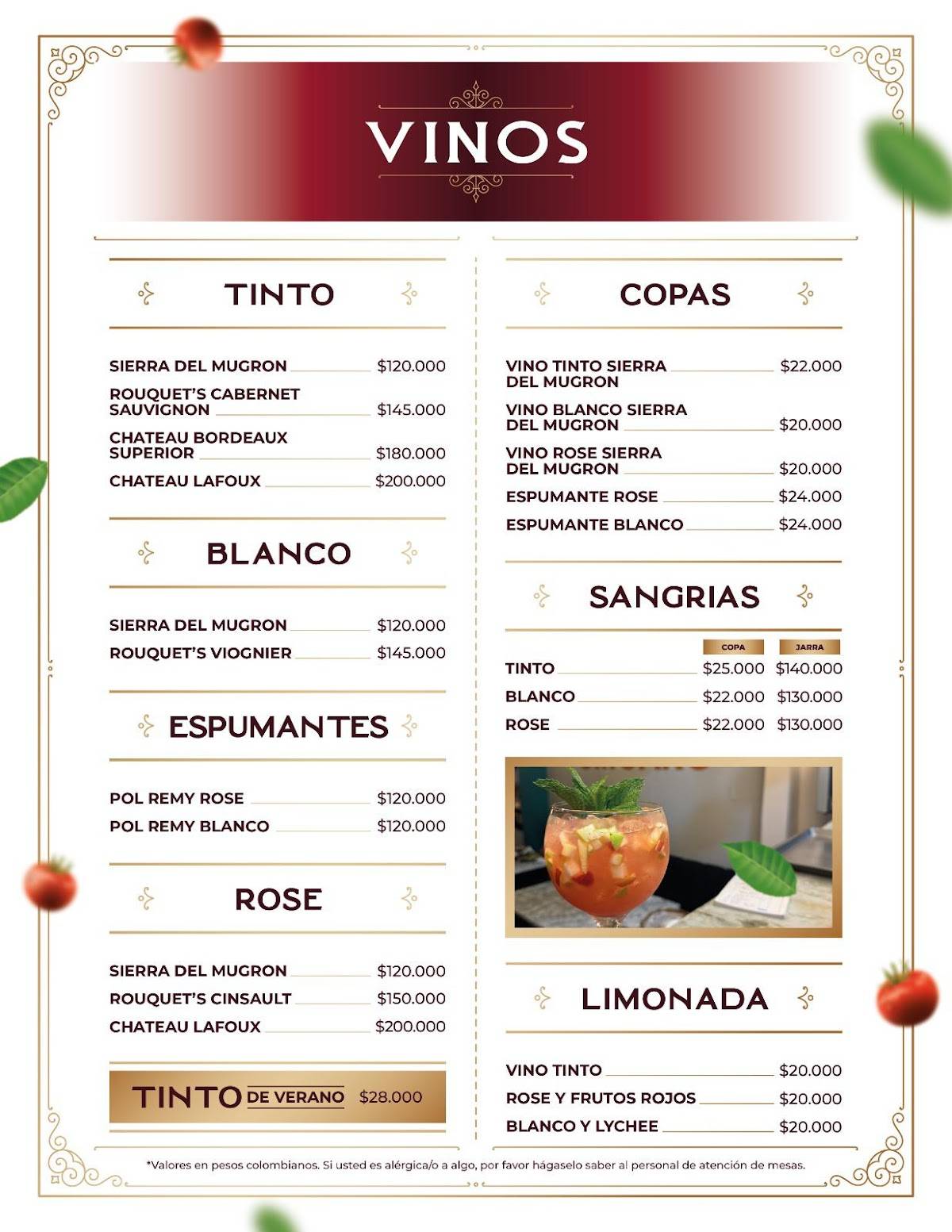 Portofino Ristorante меню