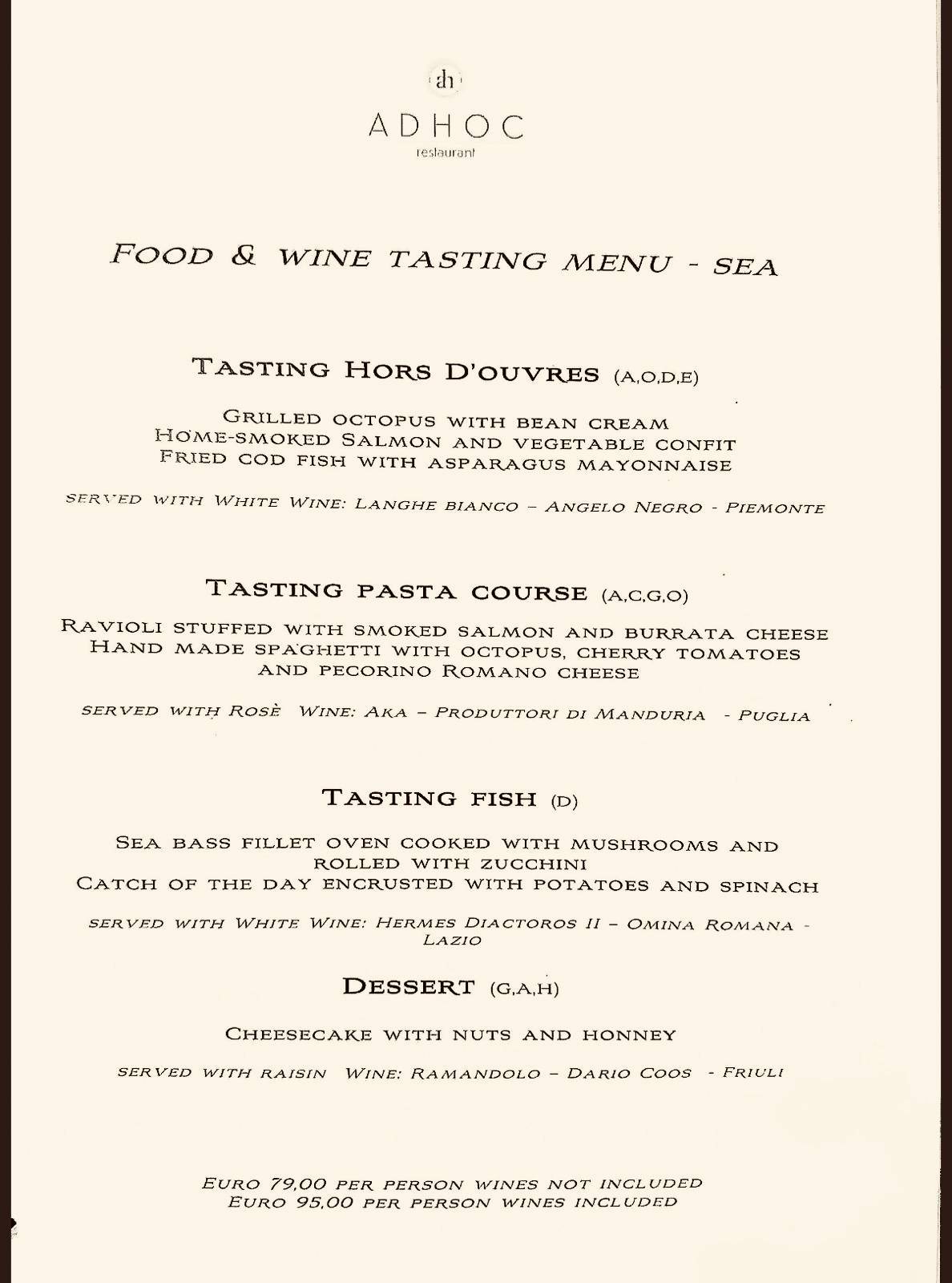 Ristorante Ad Hoc меню