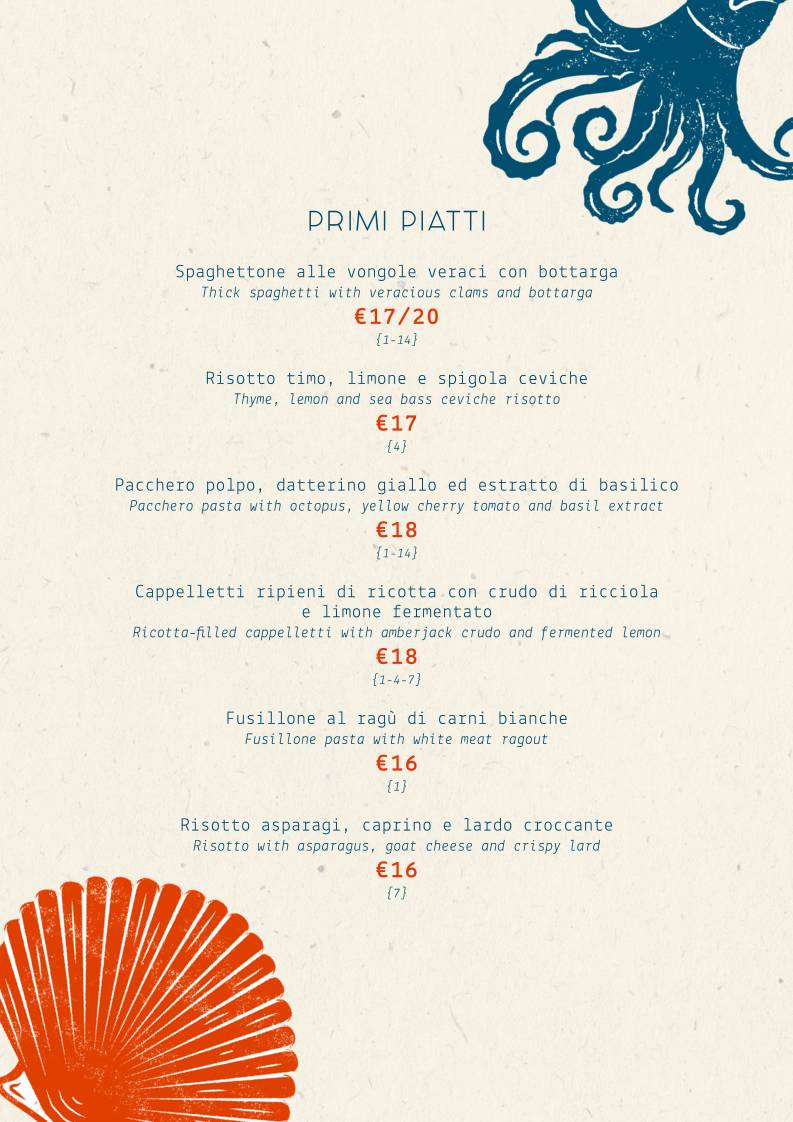 Ristorante Briseide меню