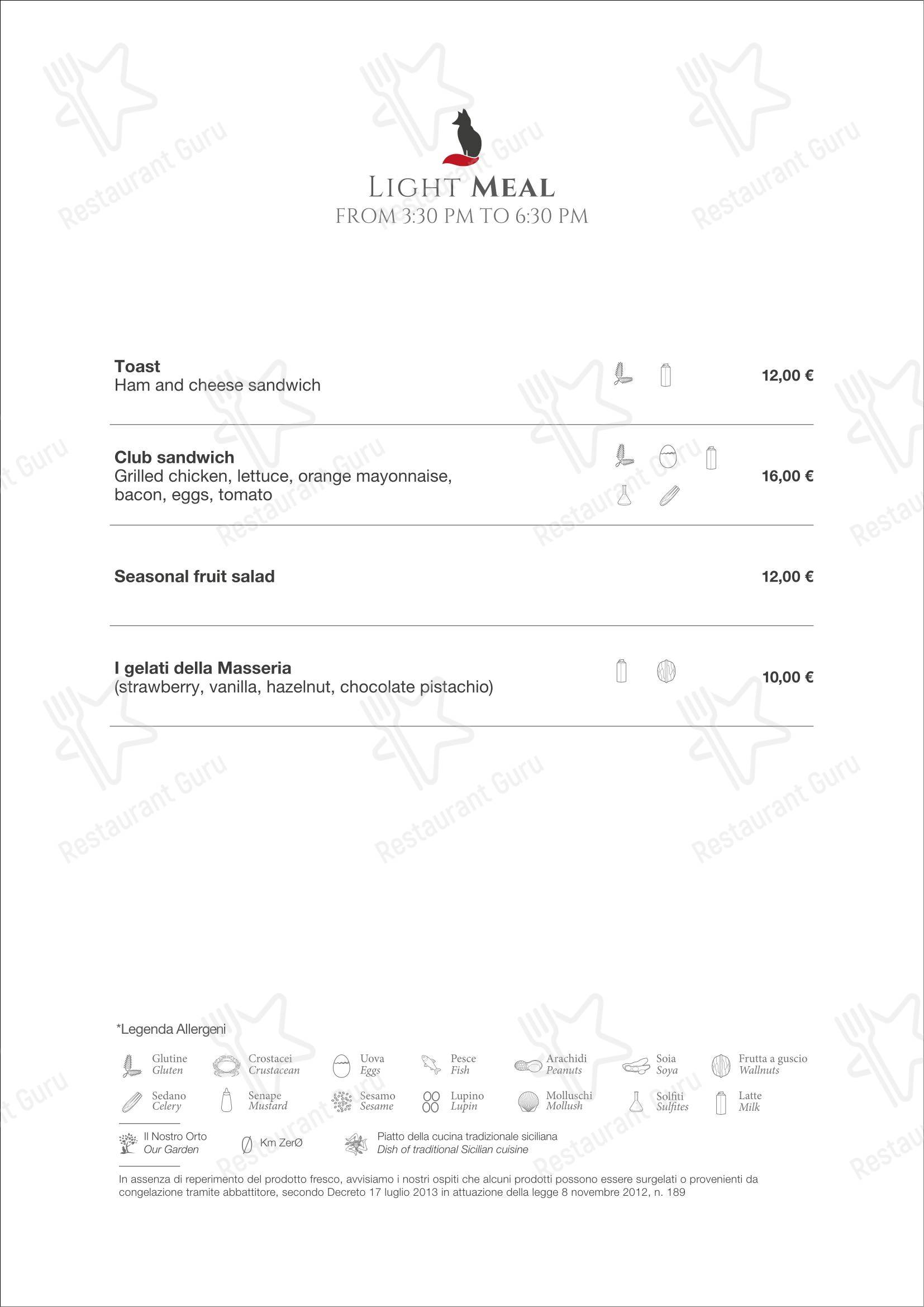 Меню ресторана Ristorante Codarossa - Dinner Menu