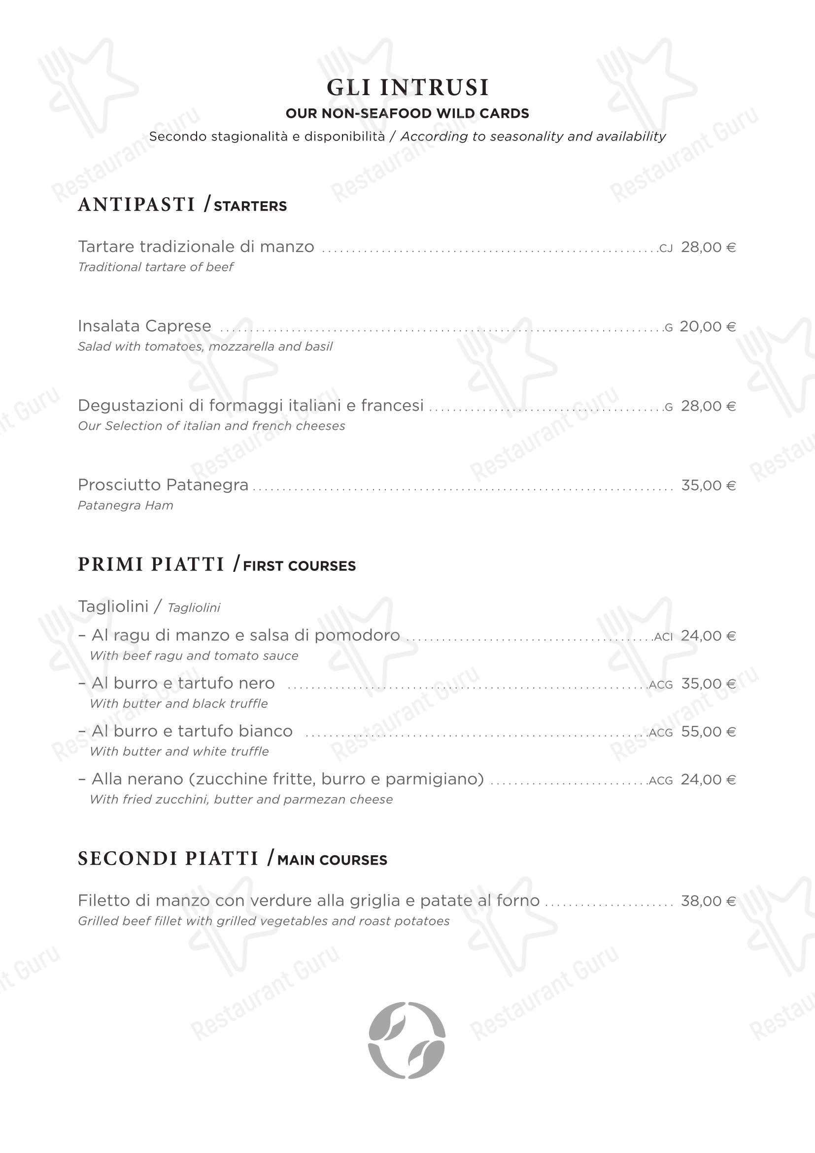 Ristorante Crab в Риме - 菜单