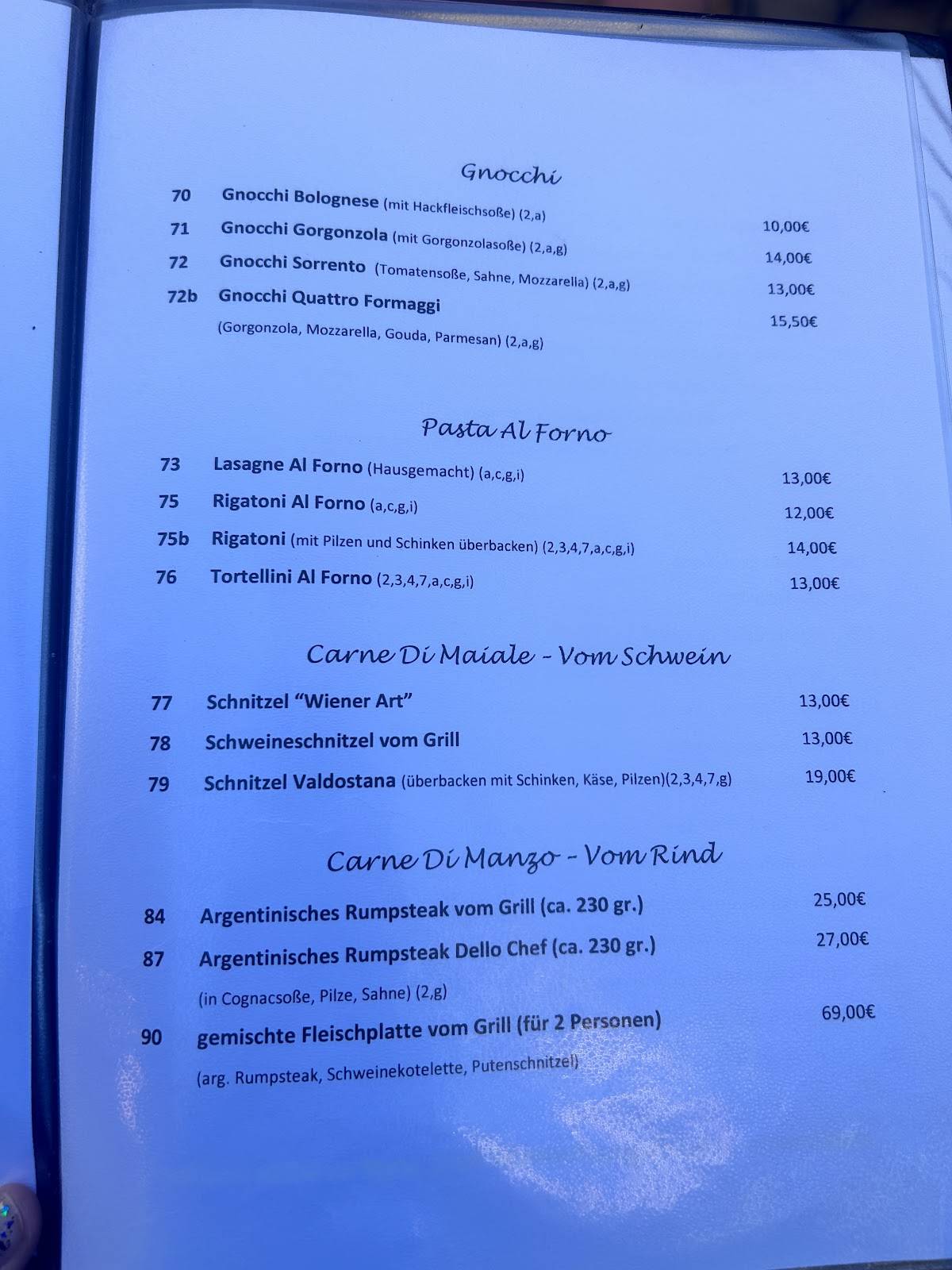 Ristorante / Pizzeria Bella Italia меню