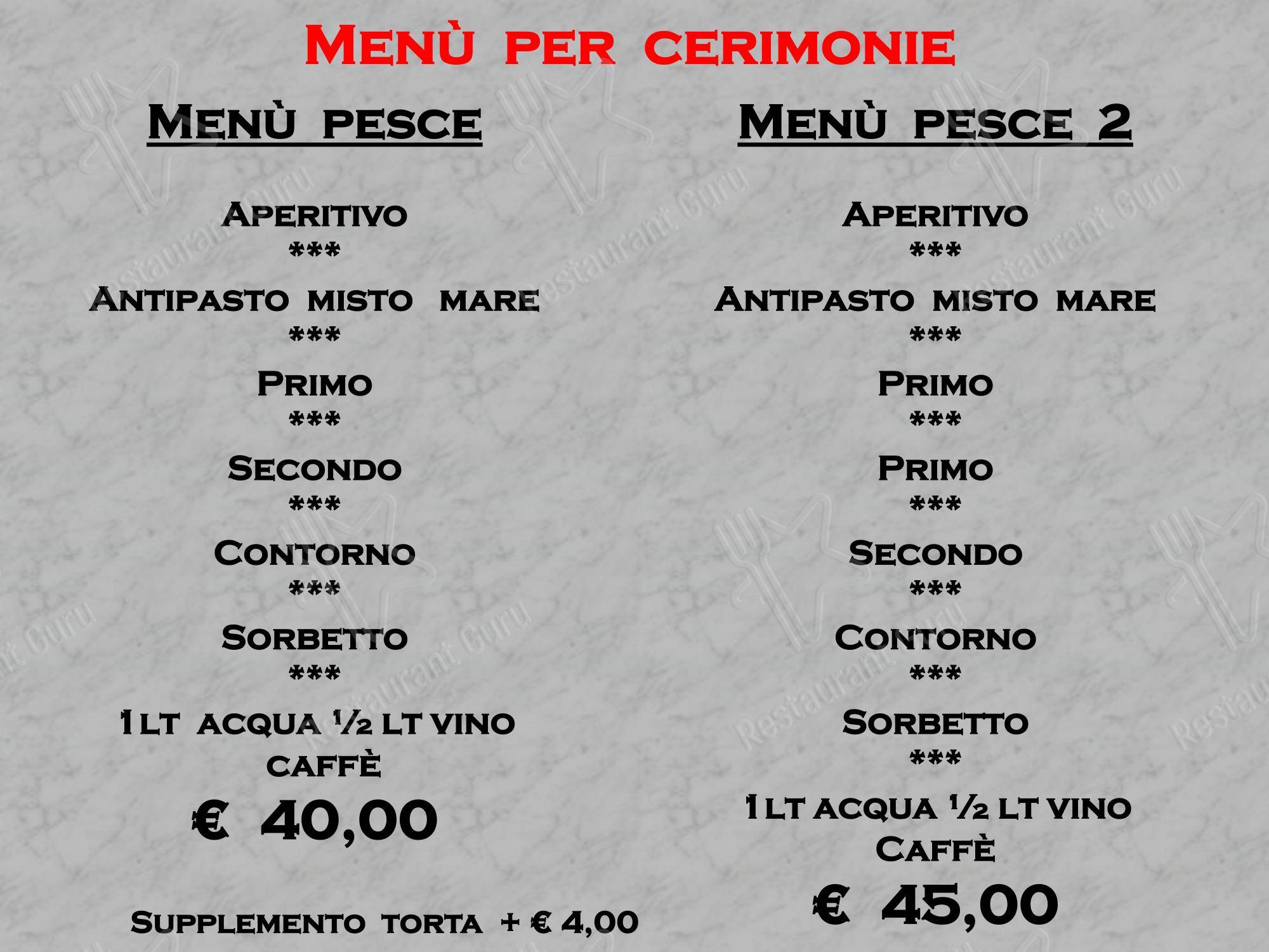 Меню ресторана Ristorante Pizzeria da Basilio
