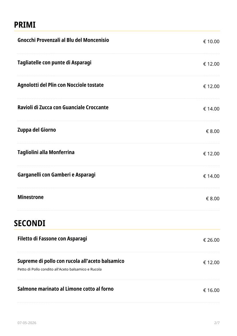 Ristorante Sirio меню