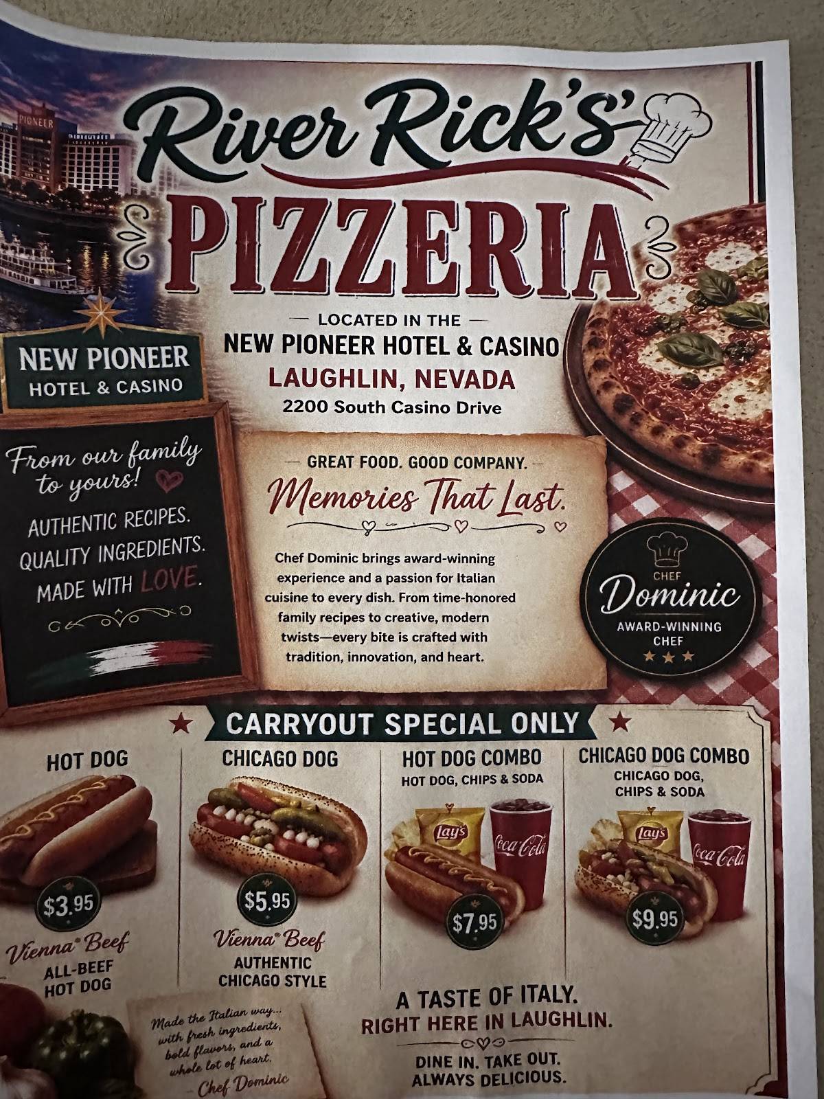River Rick's Pizzeria меню