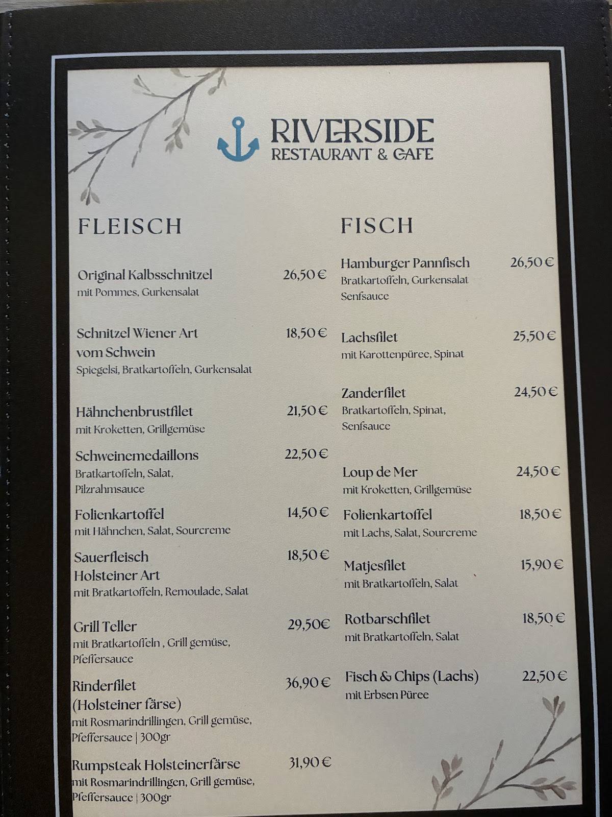 Riverside Restaurant & Cafe меню
