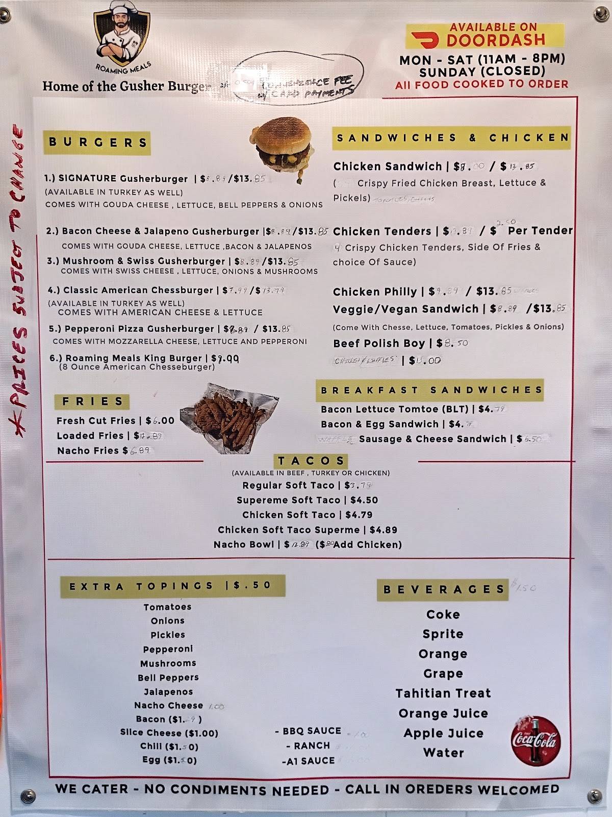 RoamingMeals меню