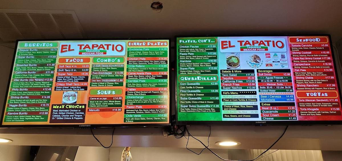 Taqueria El Tapatio меню