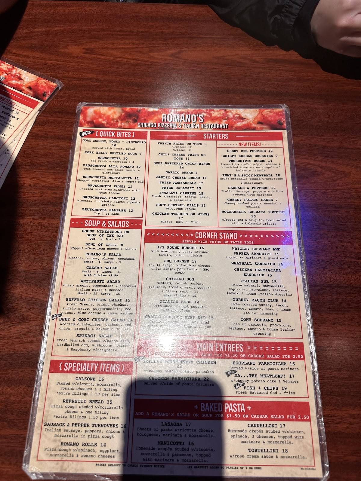 Romano's Chicago Pizzeria меню