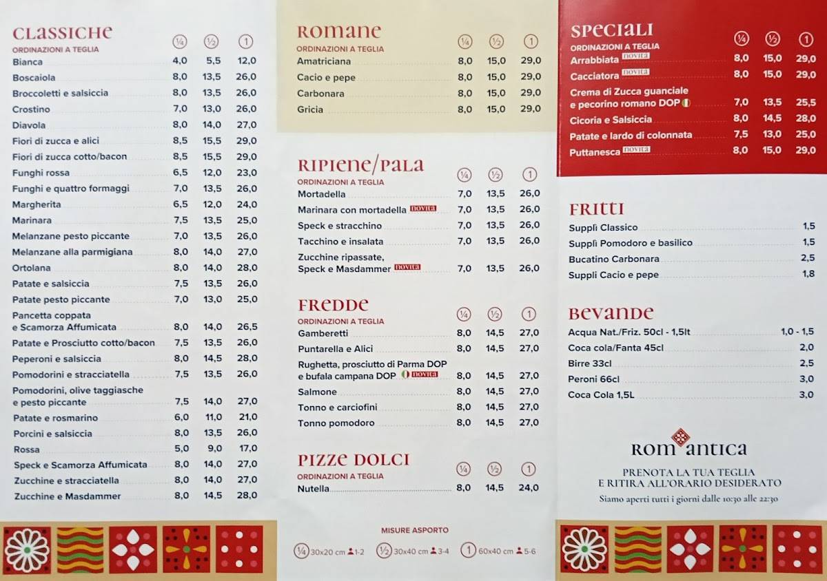 Rom'antica Roma Serafini меню