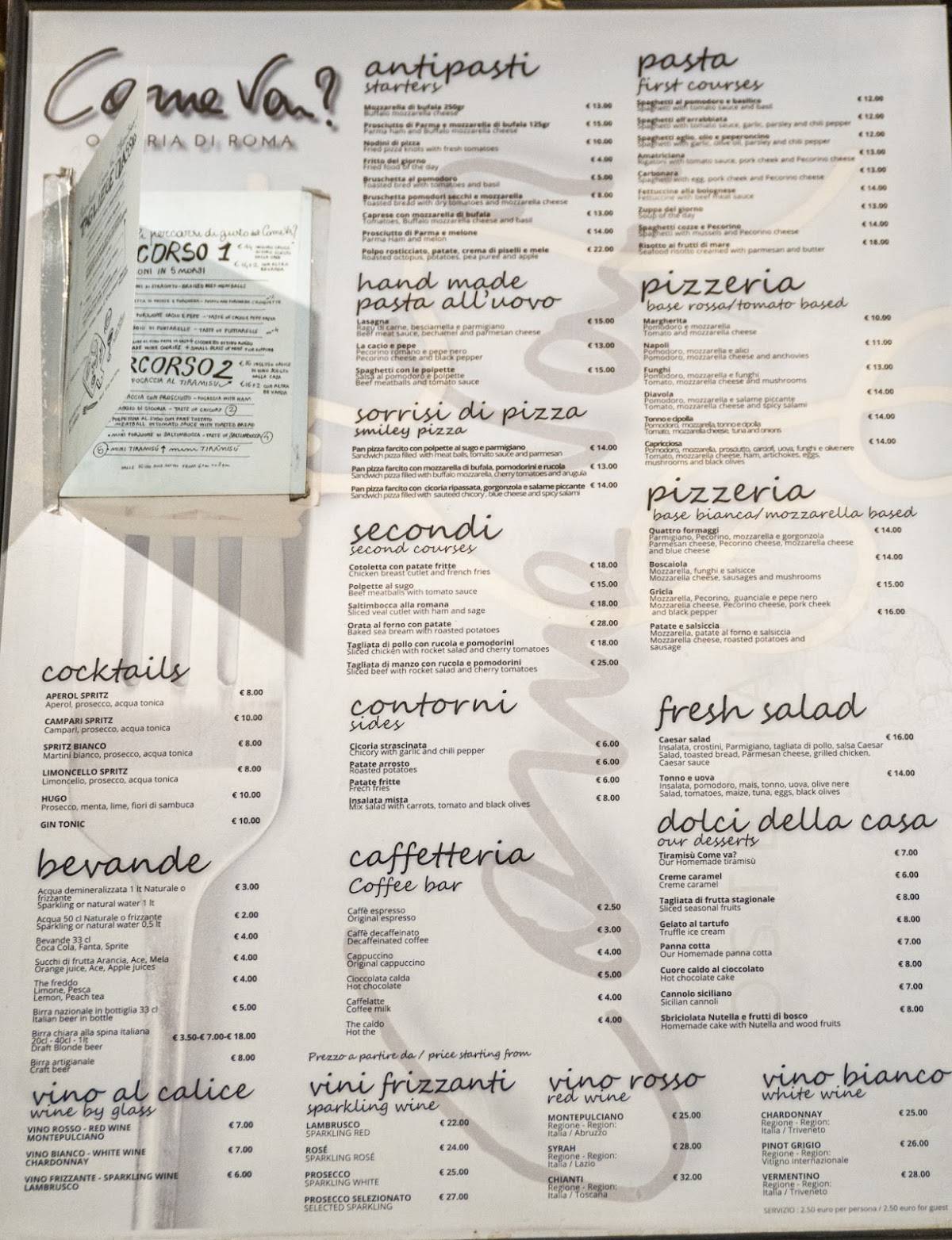 Osteria Pizzeria Come Va? меню