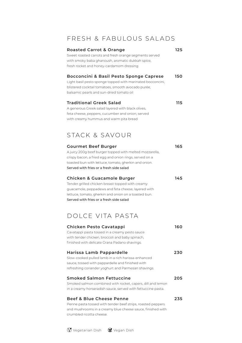 Restaurant Cielo @ Avianto меню