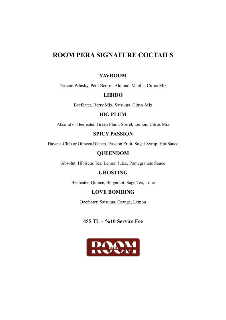 Room Pera меню