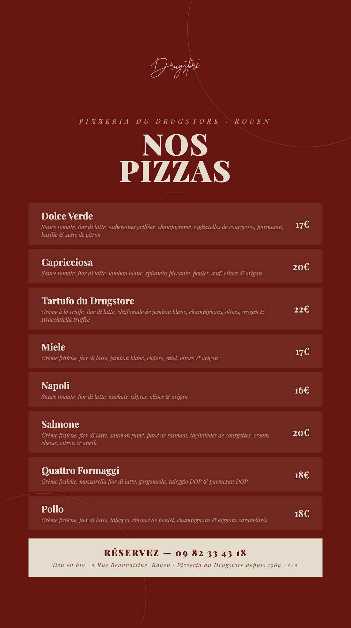 Pizzeria Du Drugstore меню