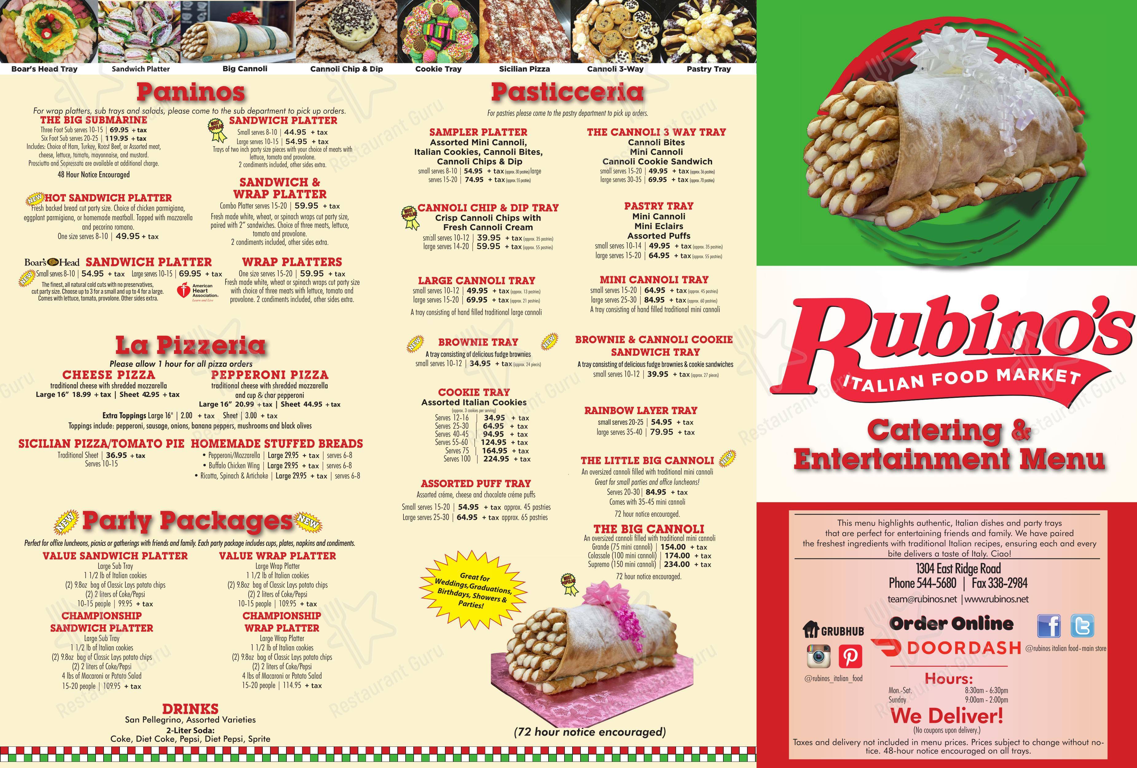 Меню ресторана Rubino's Italian Foods в Рочестере