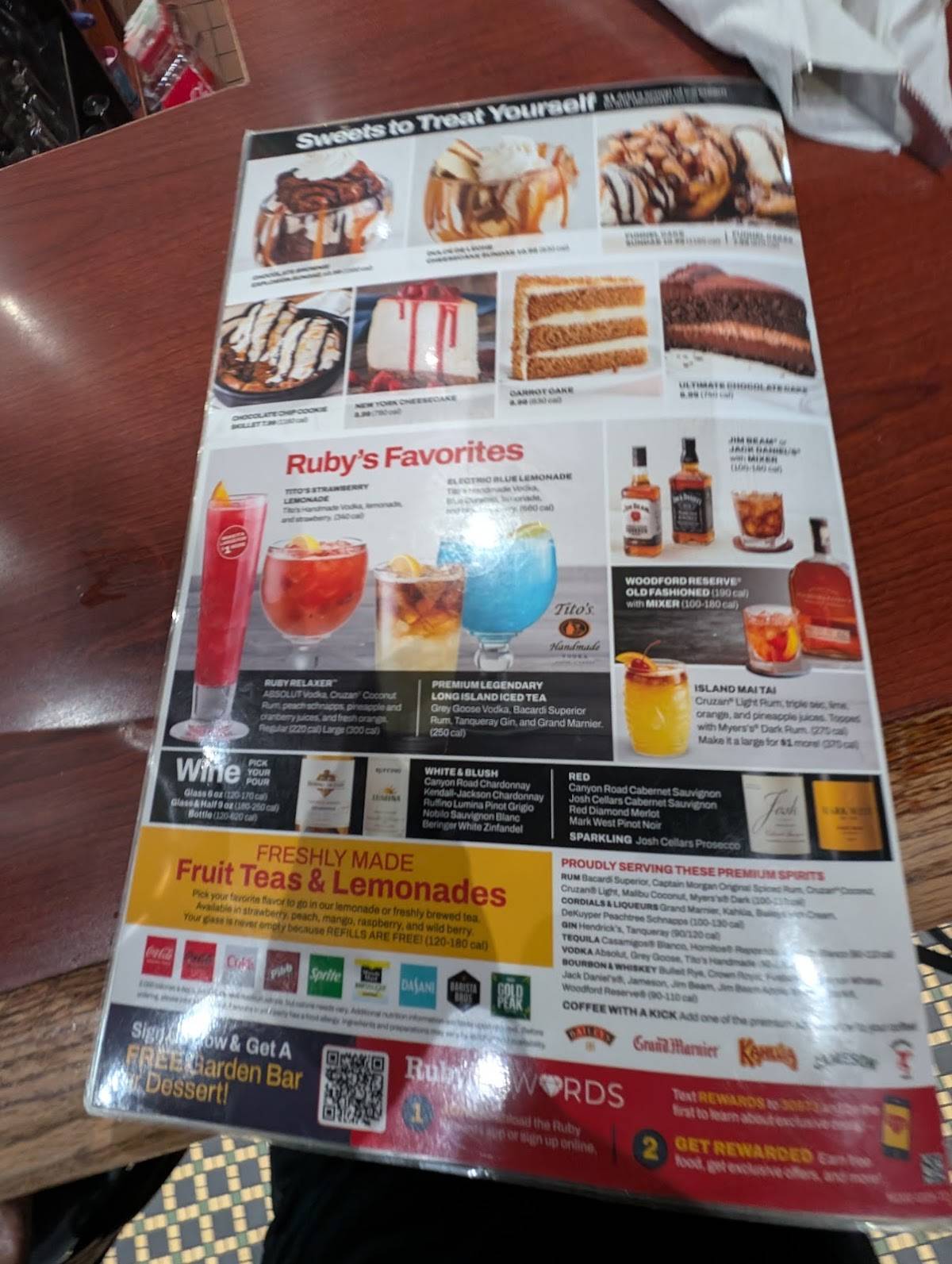 Ruby Tuesday меню