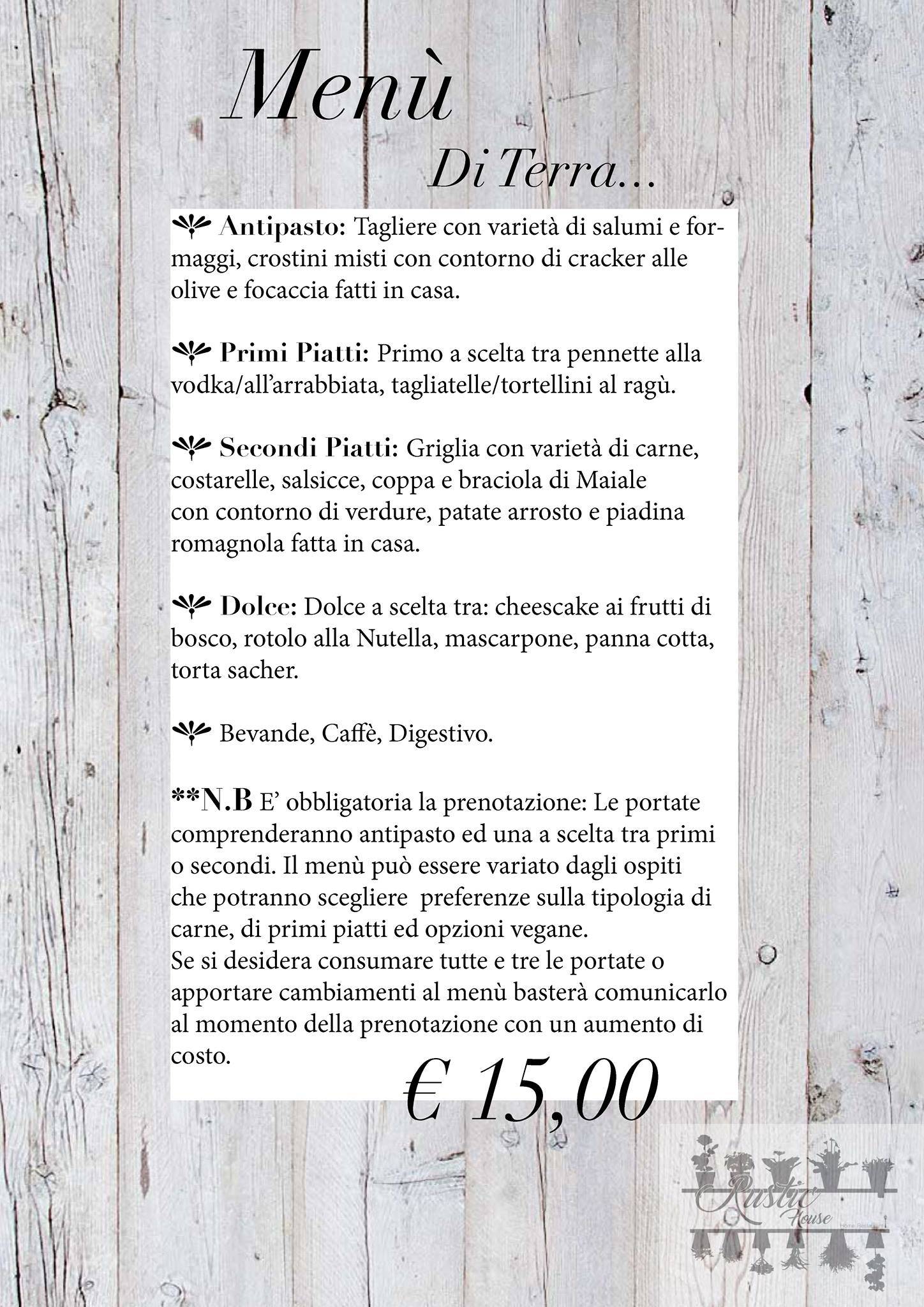 Rustic House Gradara меню