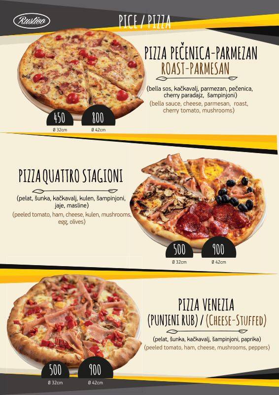 Rustico - restoran pizzeria меню