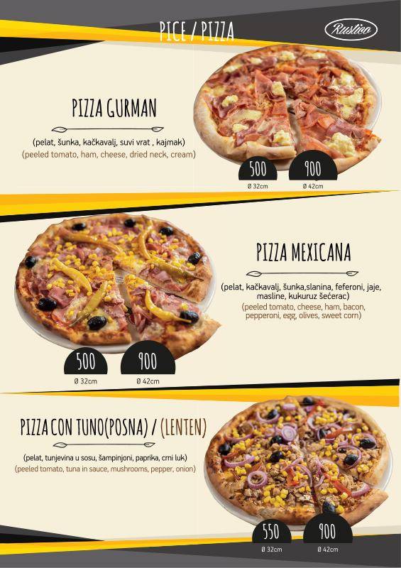 Rustico - restoran pizzeria меню