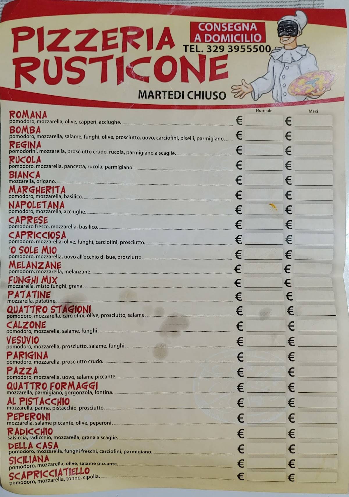 Rusticone меню