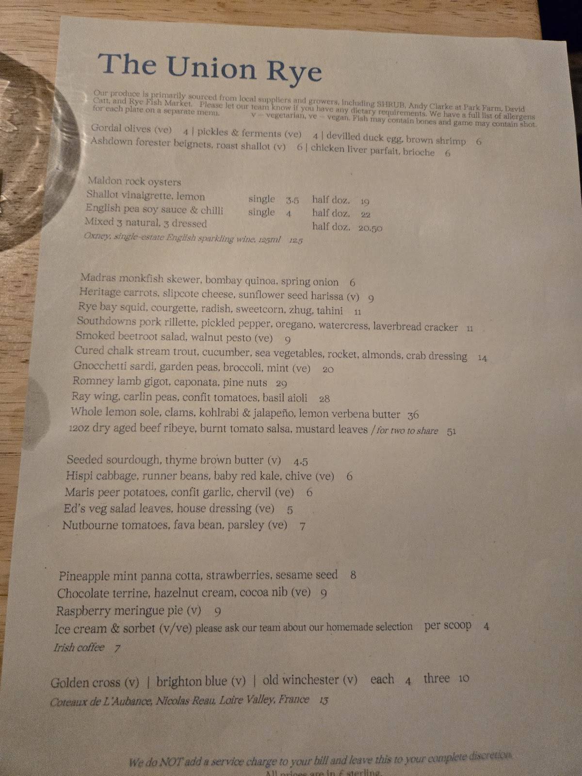 The Union Rye меню
