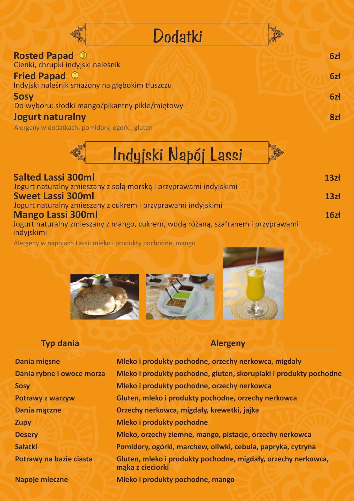 Restauracja Indyjska Rani Rzeszów меню